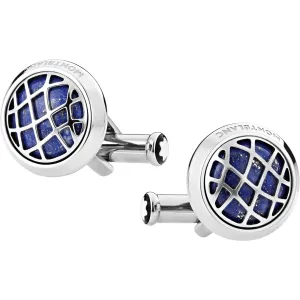 Montblanc round twins of precious steel with lapislazzuli insert 123801