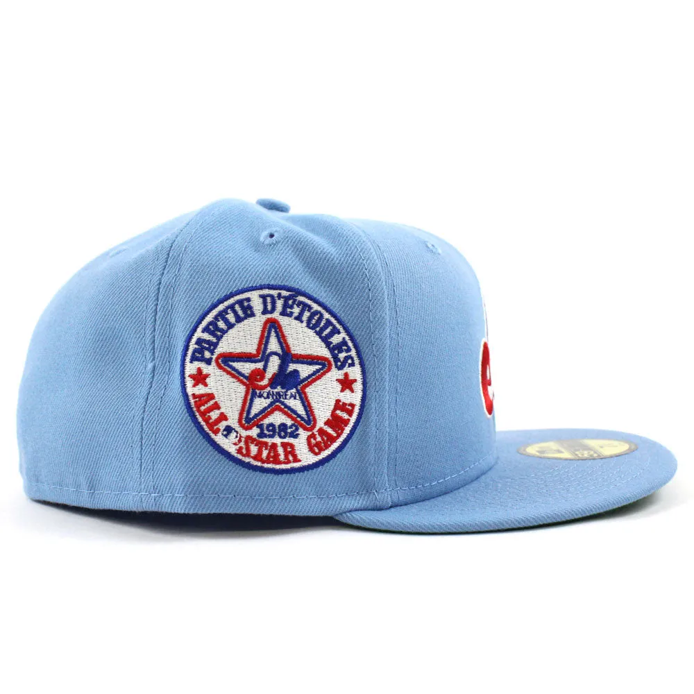 Montreal Expos 1982 All-Star Game New Era Fitted 59Fifty Hat (Sky Blue Green Under Brim)