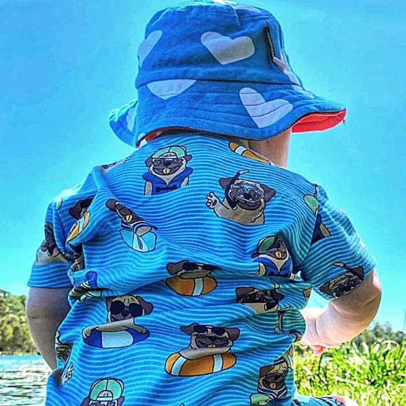 Moromini Blue Hearts Bucket Hat