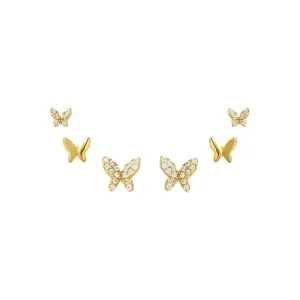 Multi Graduated Butterfly Stud Earring Combo Set