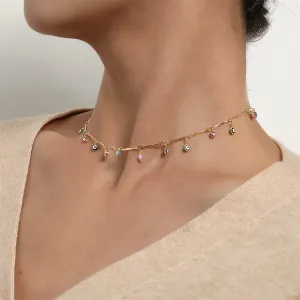 Multicolor Enamel & 18K Gold-Plated Evil Eye Station Choker Necklace