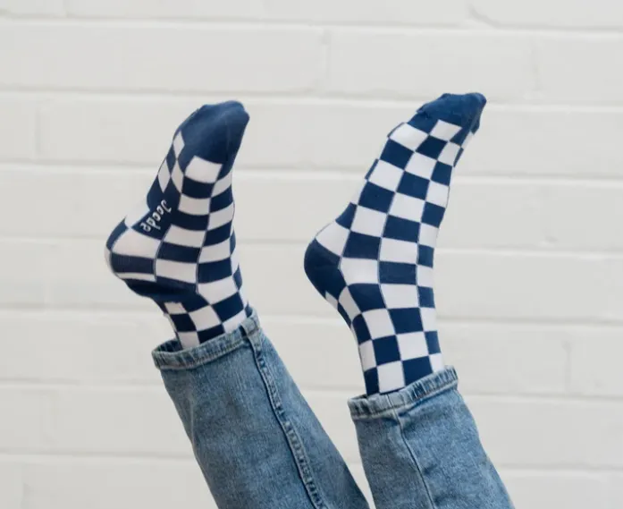 Navy Check Socks