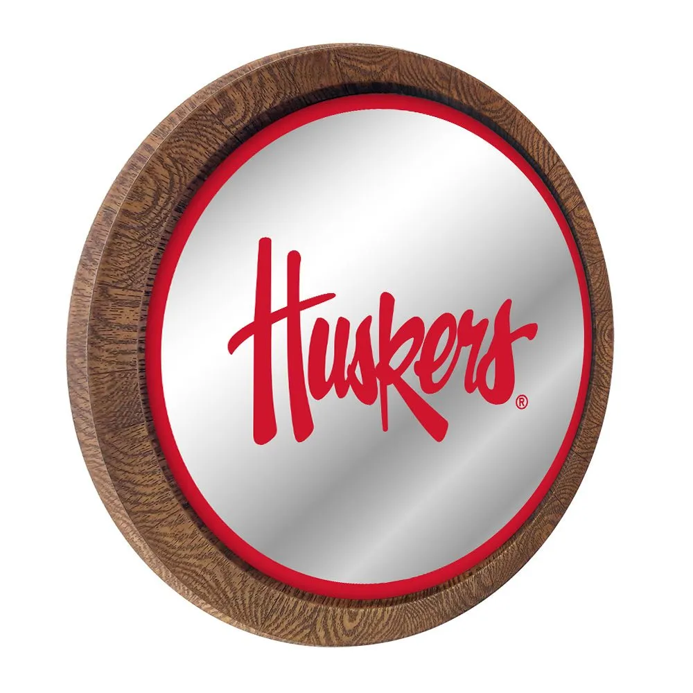 Nebraska Cornhuskers: Huskers - Mirrored Barrel Top Mirrored Wall Sign
