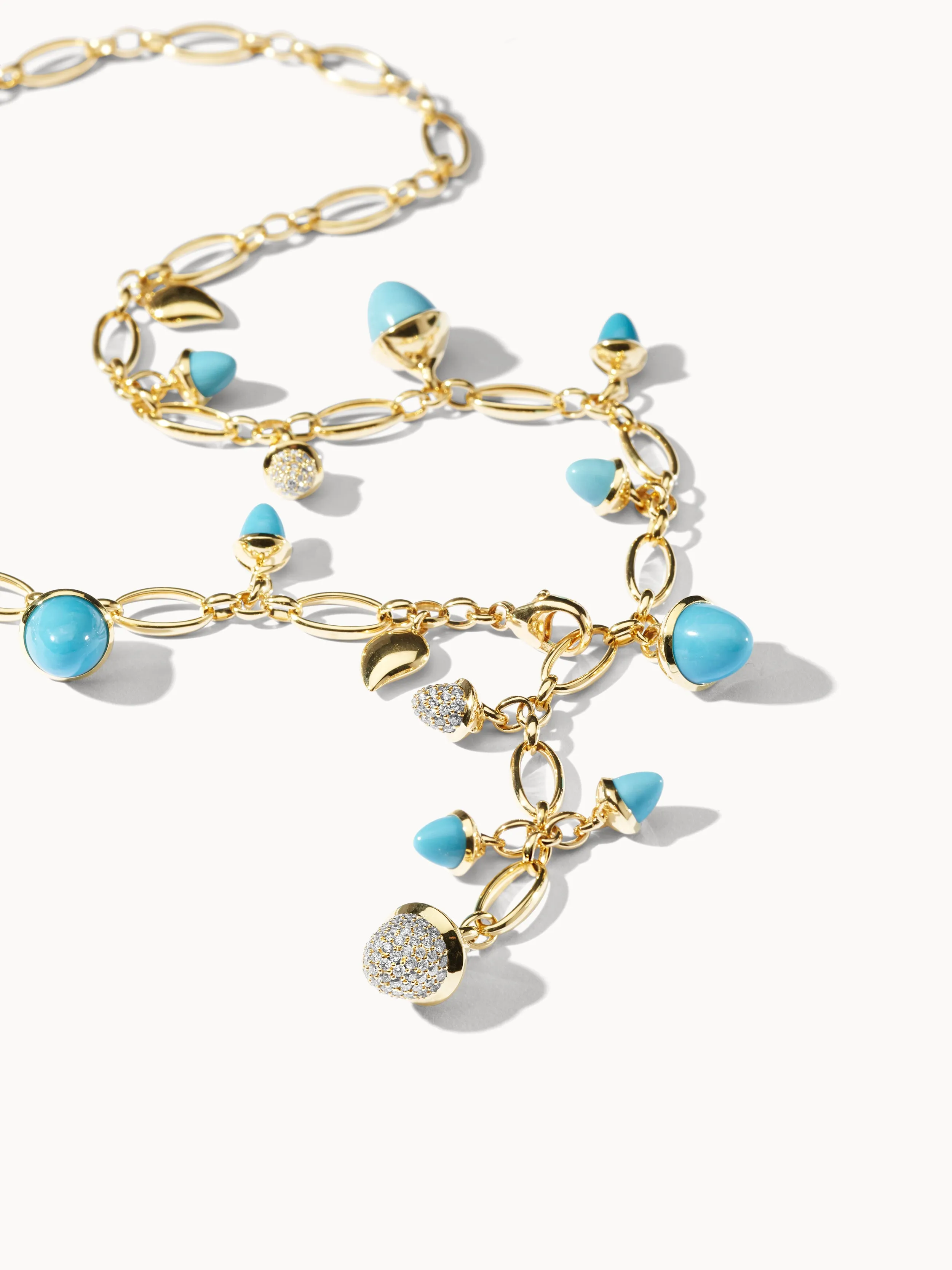 Necklace MIKADO 'Turquoise' with Diamond Pavé - 56 cm Turquoise