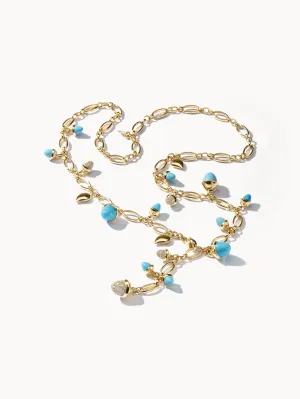 Necklace MIKADO 'Turquoise' with Diamond Pavé - 56 cm Turquoise