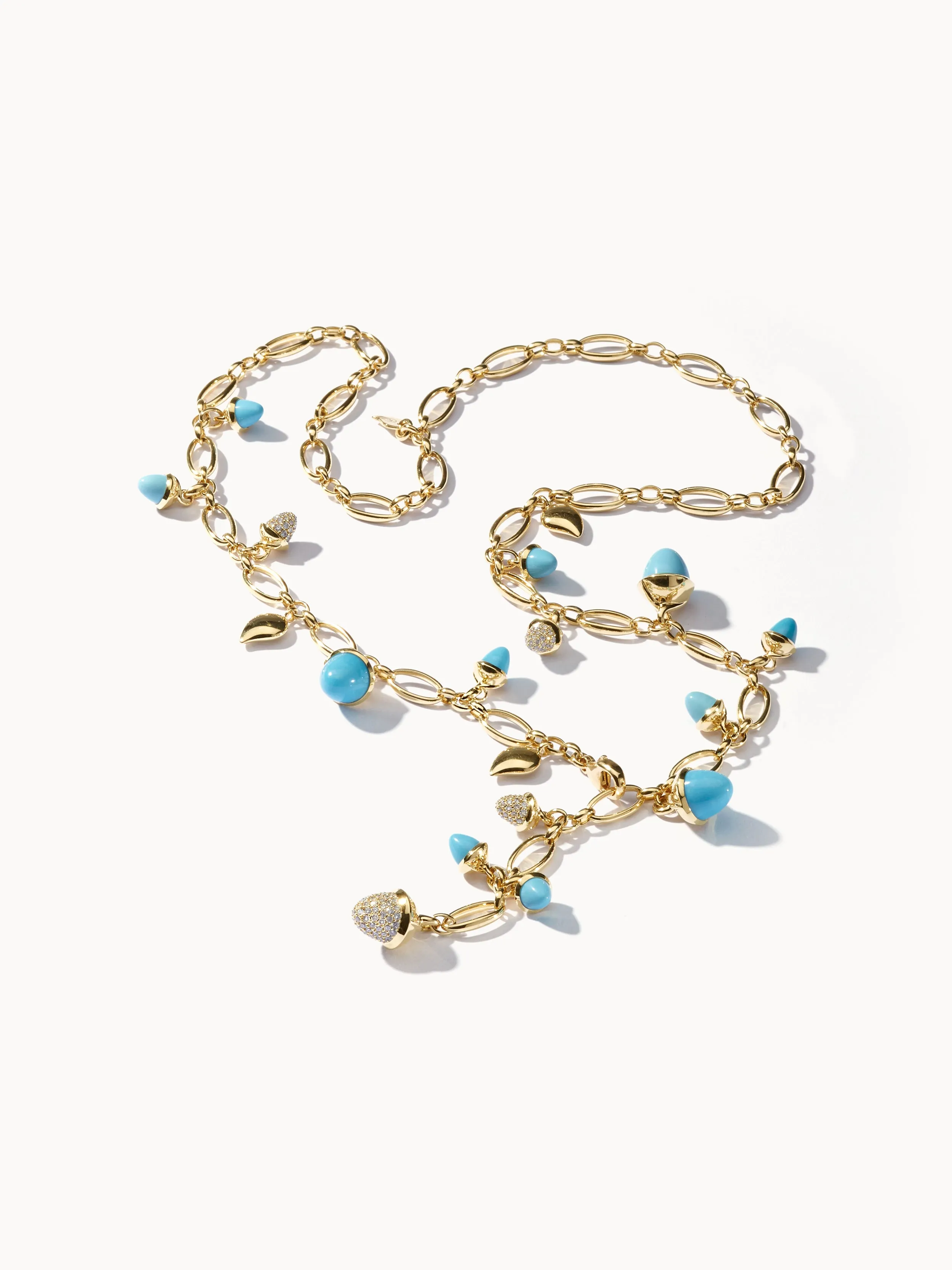 Necklace MIKADO 'Turquoise' with Diamond Pavé - 56 cm Turquoise