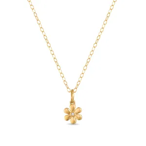New! 14k Gold Diamond Daisy Necklace