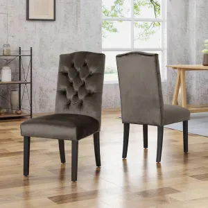 New Assembled Christopher Knight Home Dione Traditional Crown Top Grey Velvet Dining Chairs (Set of 2) Retails $633 