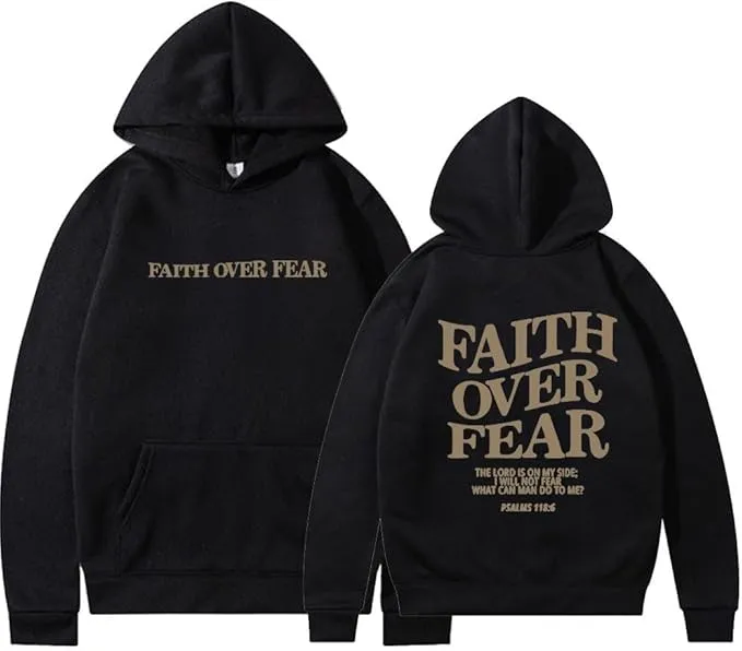New Faith Over Fear Christian Hoodie Christian Sweatshirt Jesus Hoodie Trendy Hoodie Bible Verse Shirt Unisex Sz M