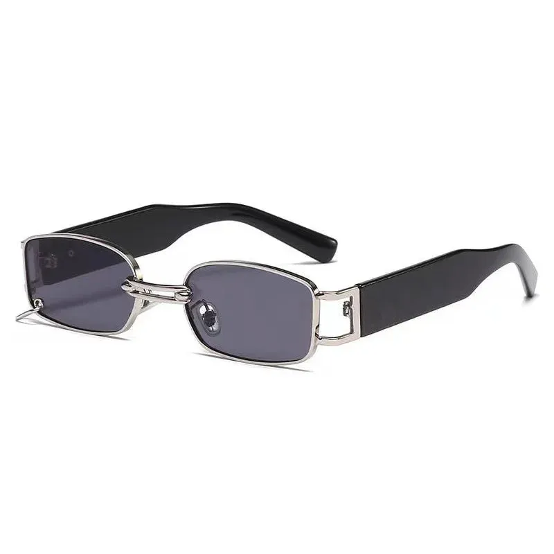 New Fashion Square Sunglasses Luxury Small Frame Sun Glasses Rectangle Metal Mirror Shades