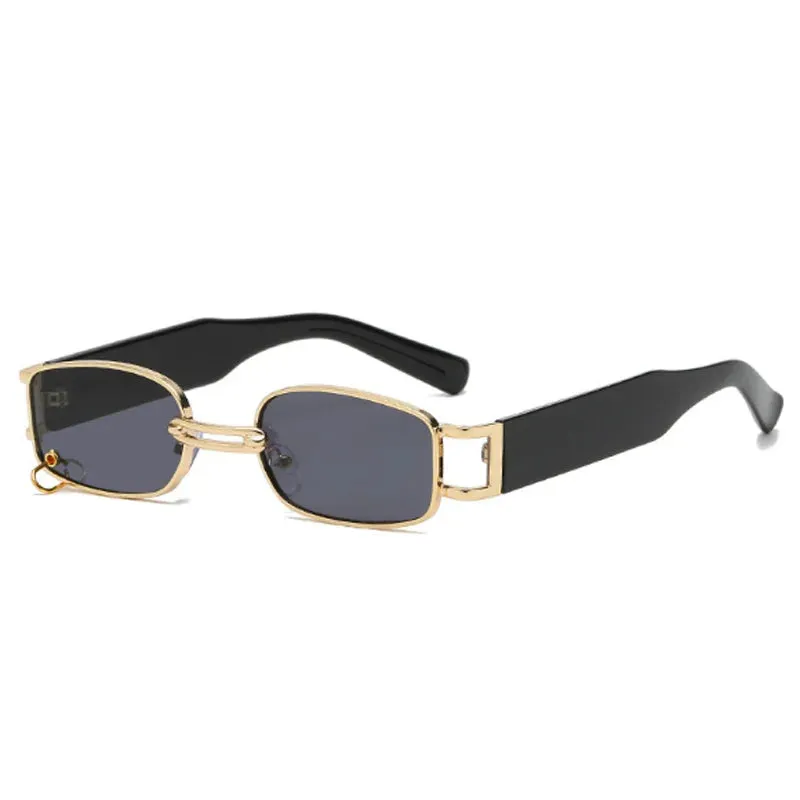 New Fashion Square Sunglasses Luxury Small Frame Sun Glasses Rectangle Metal Mirror Shades