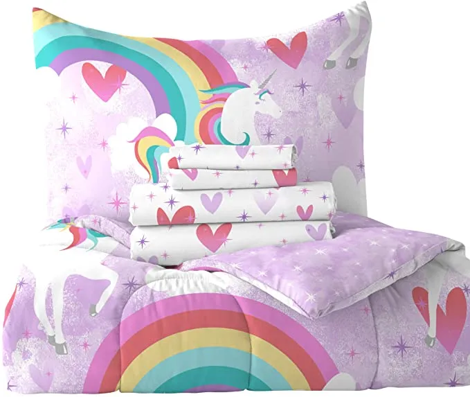 New in package! Dream Factory Unicorn Rainbow Ultra Soft Microfiber Comforter Set TWIN! Includes comforter, sham & Sheets!