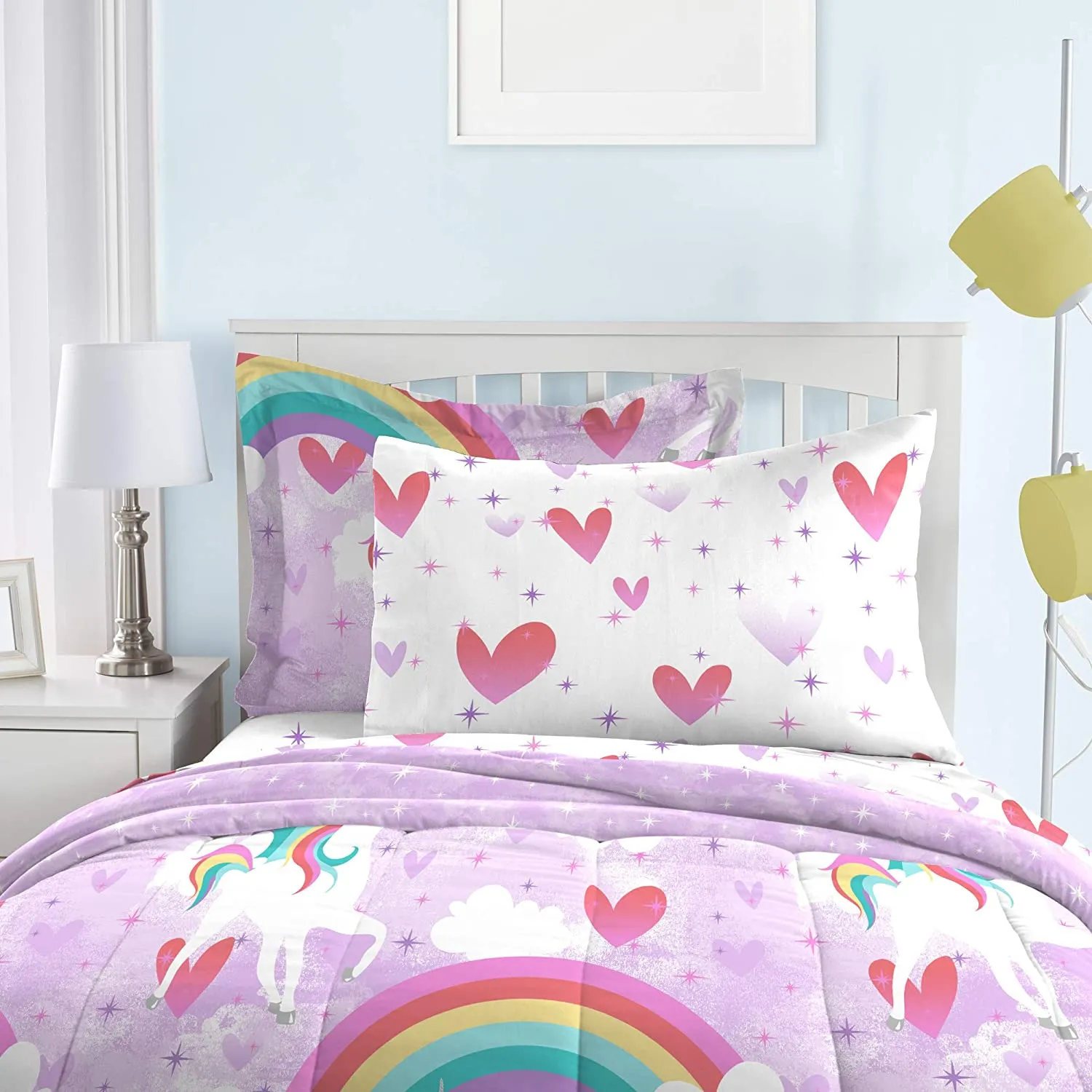 New in package! Dream Factory Unicorn Rainbow Ultra Soft Microfiber Comforter Set TWIN! Includes comforter, sham & Sheets!