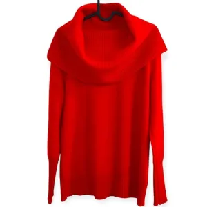 NEW Paul Costelloe Cowl Neck LS Red fine knit 100% Cashmere Sweater jumper sz Sm