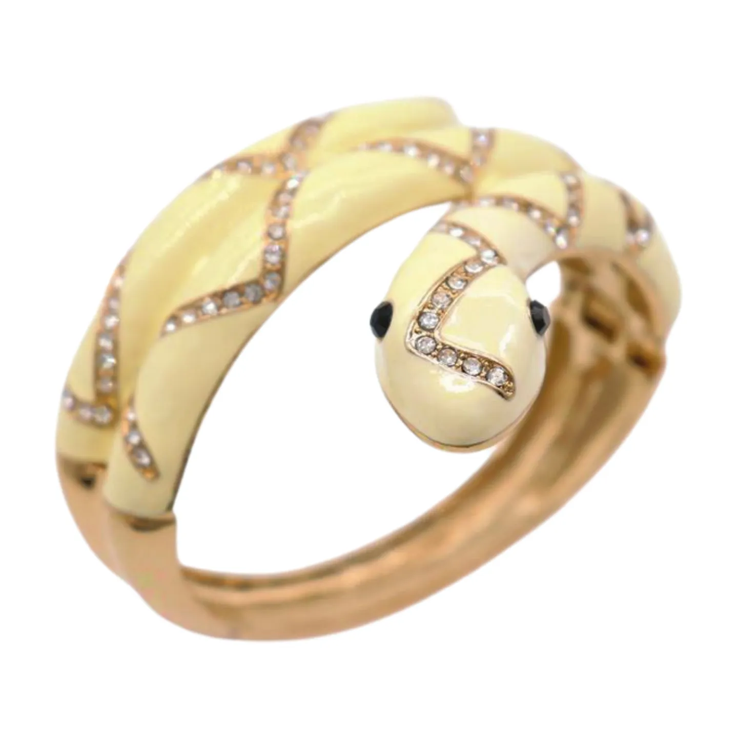 New Women Gold Metal Cuff Bracelet Cream Snake Wrap Around