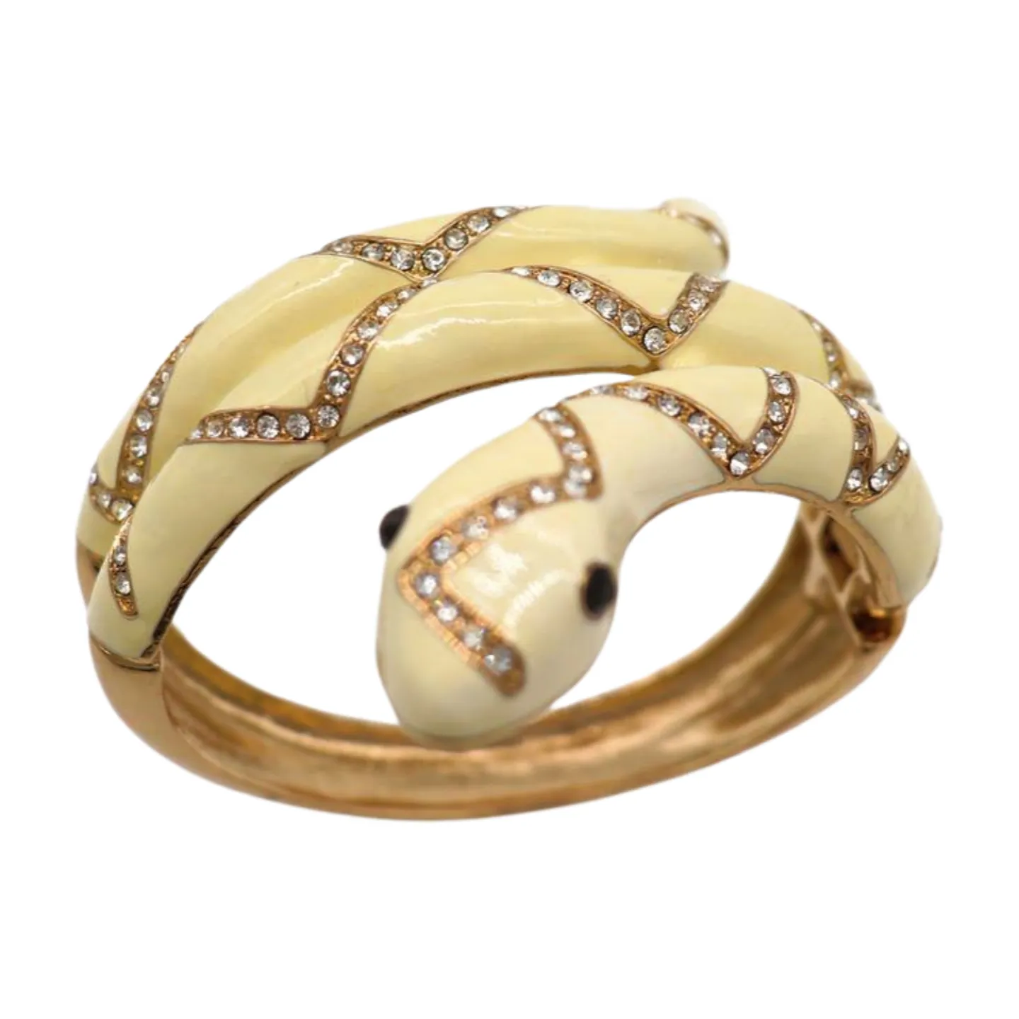 New Women Gold Metal Cuff Bracelet Cream Snake Wrap Around