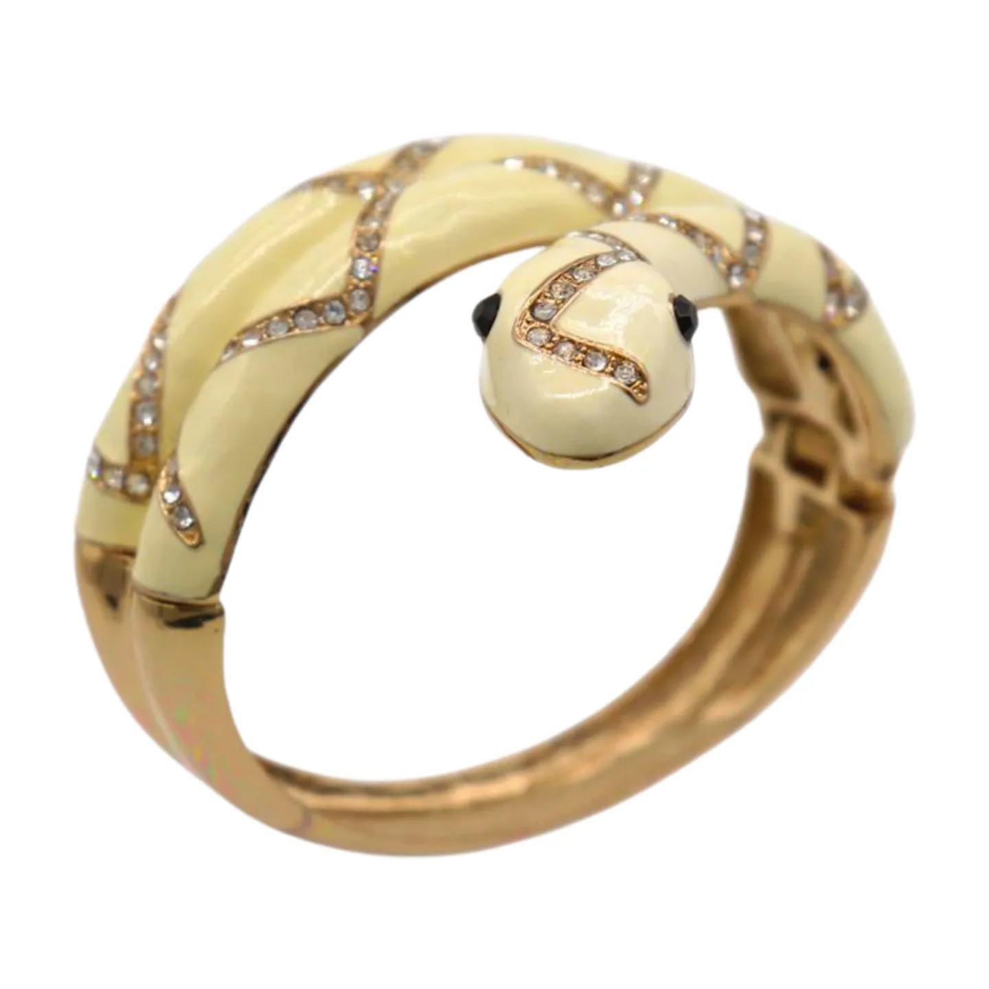 New Women Gold Metal Cuff Bracelet Cream Snake Wrap Around