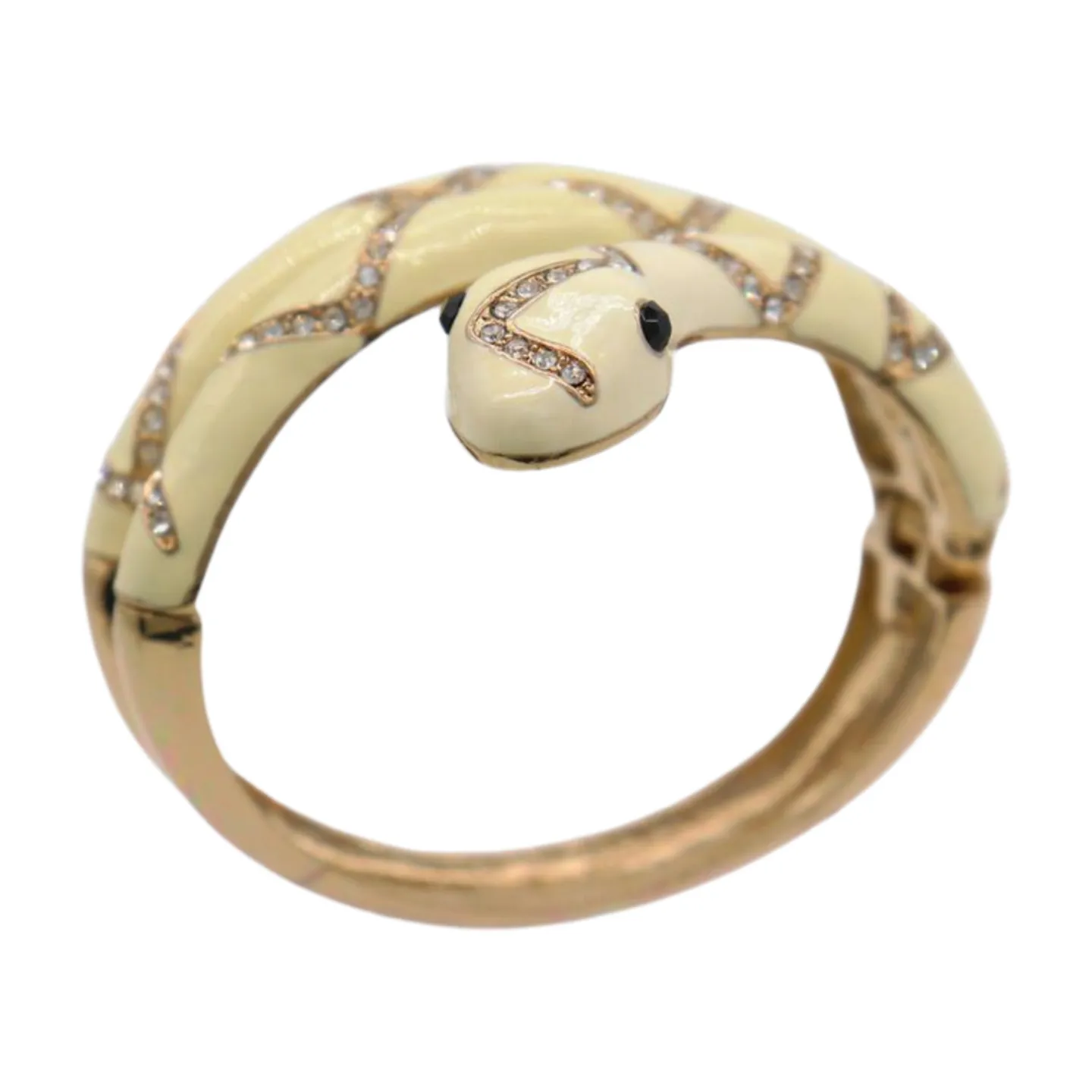 New Women Gold Metal Cuff Bracelet Cream Snake Wrap Around