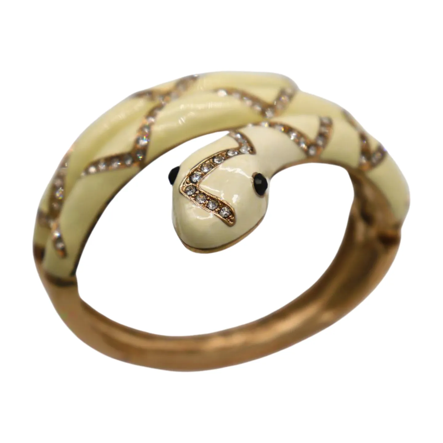 New Women Gold Metal Cuff Bracelet Cream Snake Wrap Around