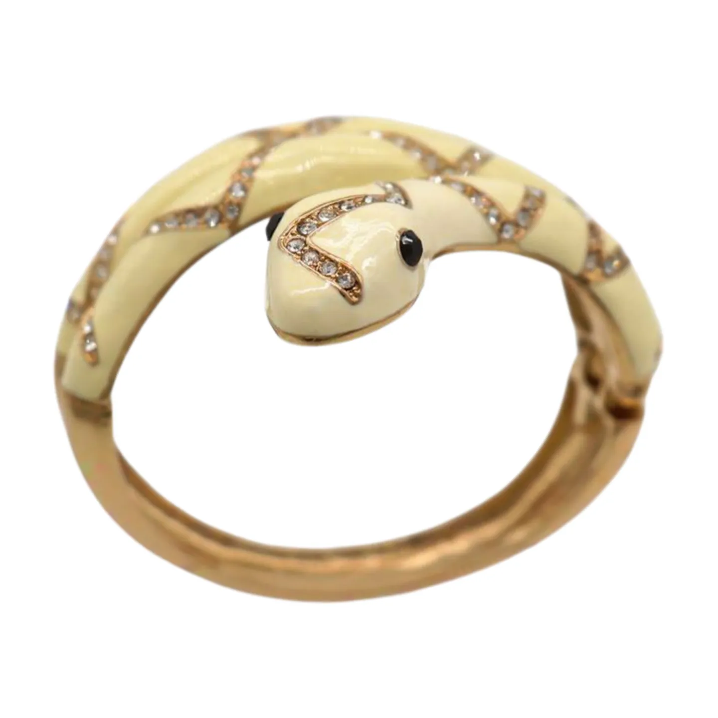 New Women Gold Metal Cuff Bracelet Cream Snake Wrap Around
