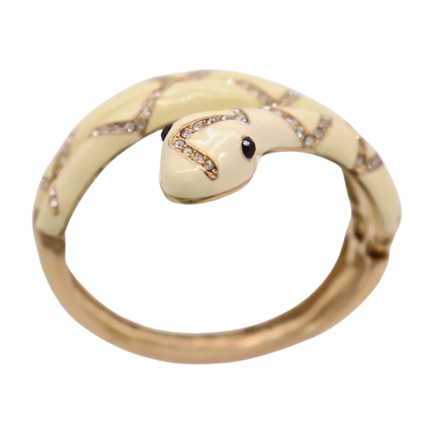 New Women Gold Metal Cuff Bracelet Cream Snake Wrap Around