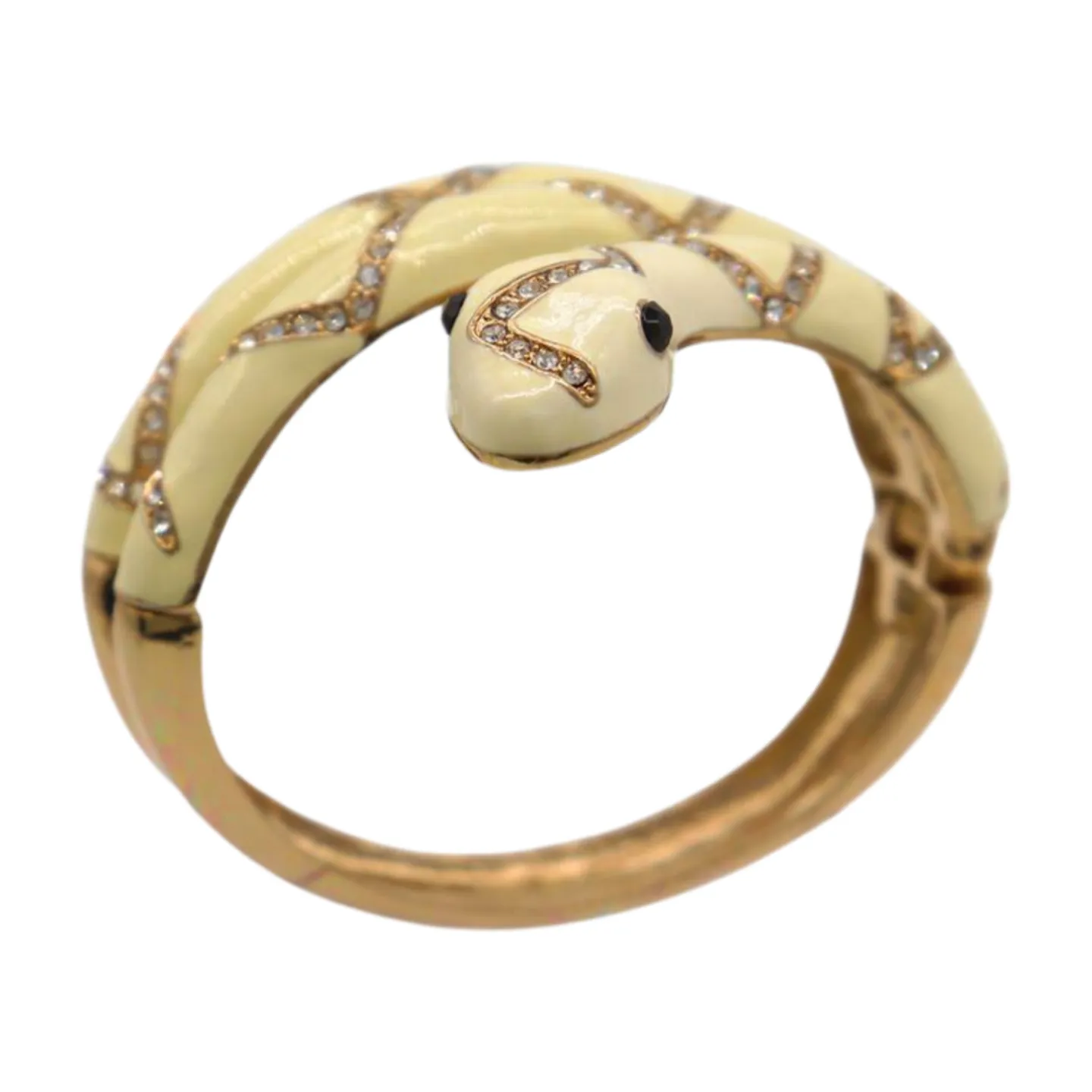 New Women Gold Metal Cuff Bracelet Cream Snake Wrap Around