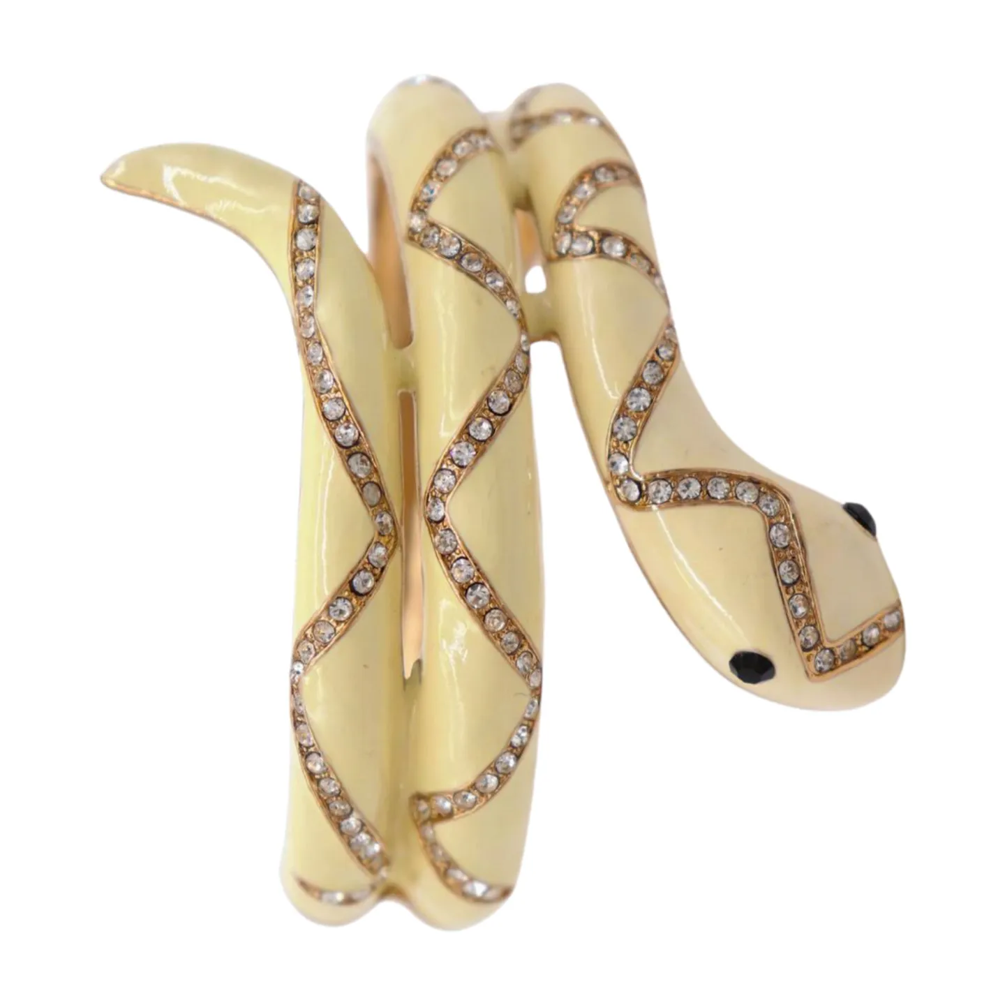 New Women Gold Metal Cuff Bracelet Cream Snake Wrap Around