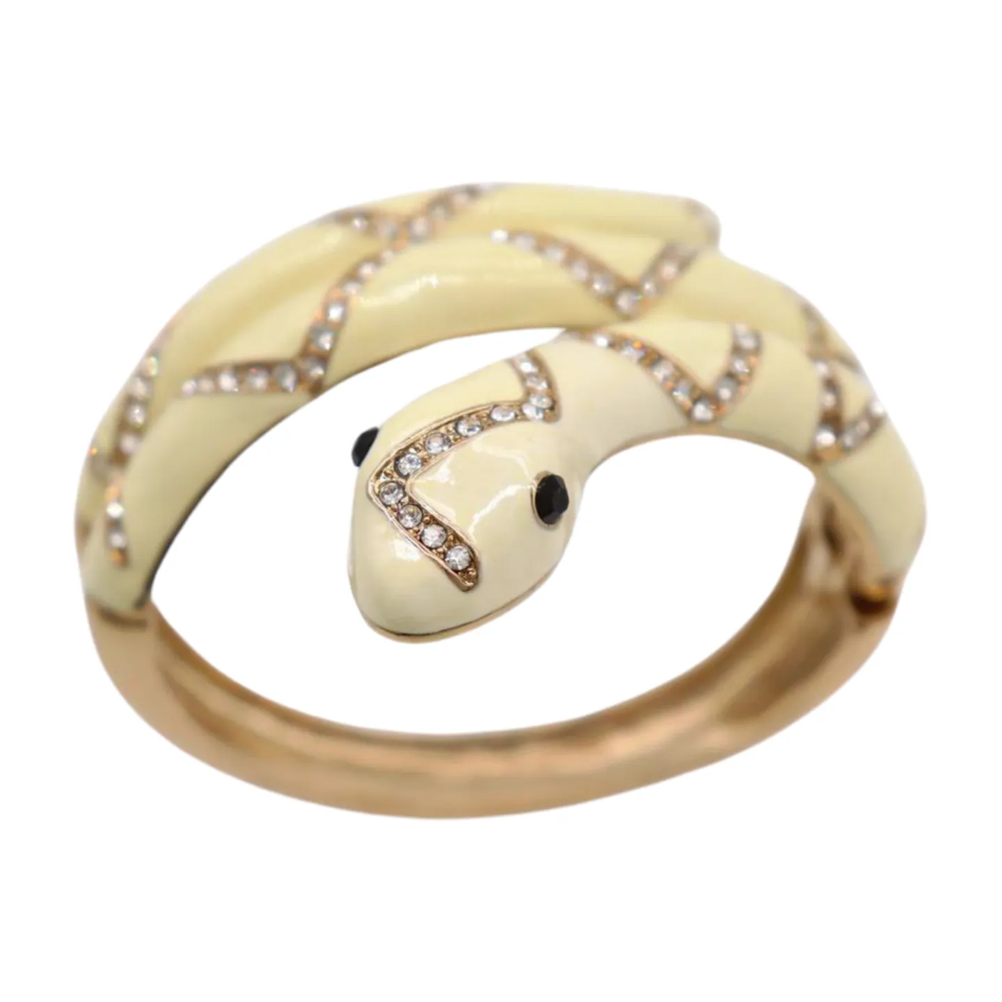 New Women Gold Metal Cuff Bracelet Cream Snake Wrap Around