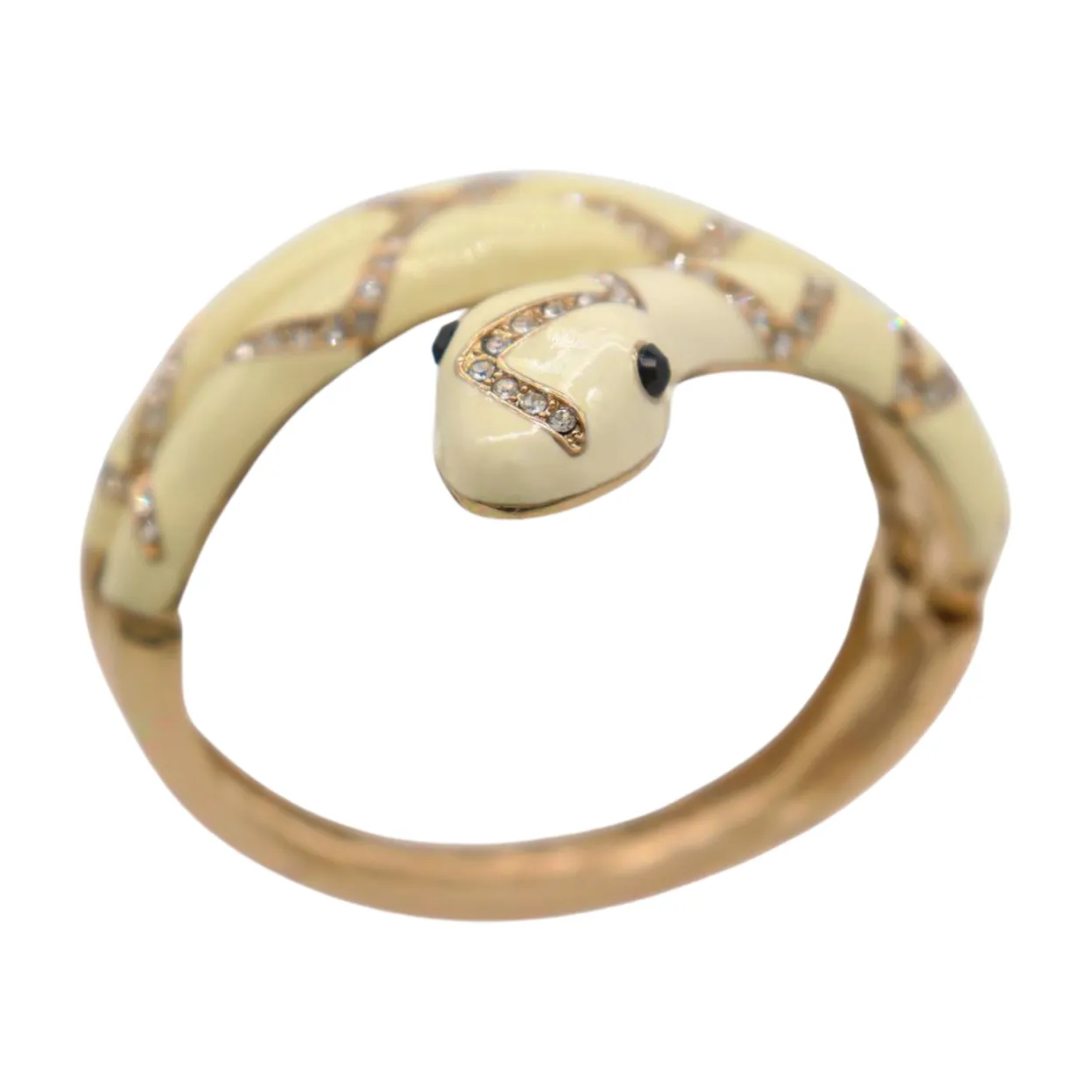 New Women Gold Metal Cuff Bracelet Cream Snake Wrap Around