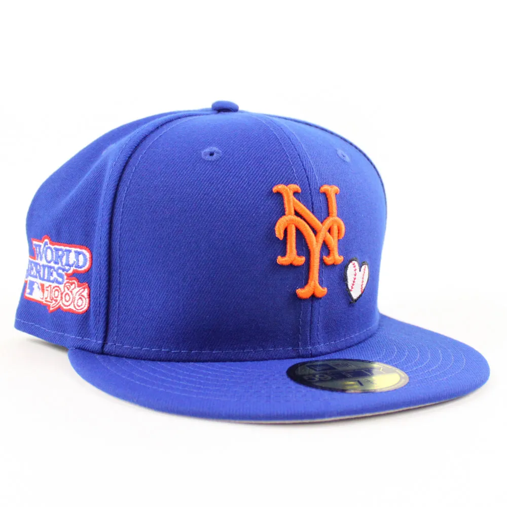 New York Mets TEAM HEART 1986 World Series New Era 59Fifty Fitted Hat (Team Color Gray Under Brim)