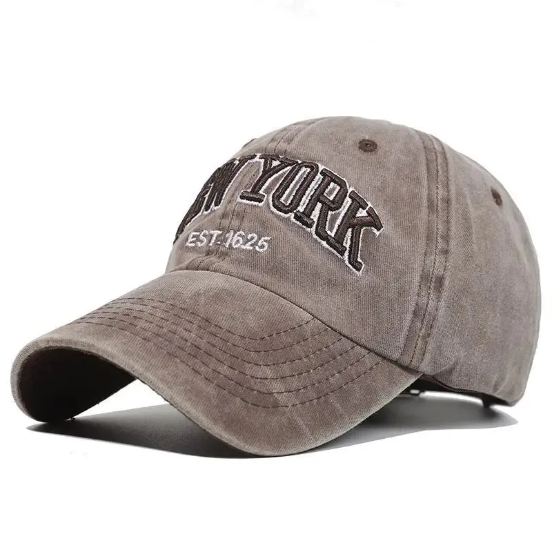 New York Retro Letter Embroidery Baseball Cap - Washed Cotton Snapback Hat for Women and Men, Hip Hop Dad Style