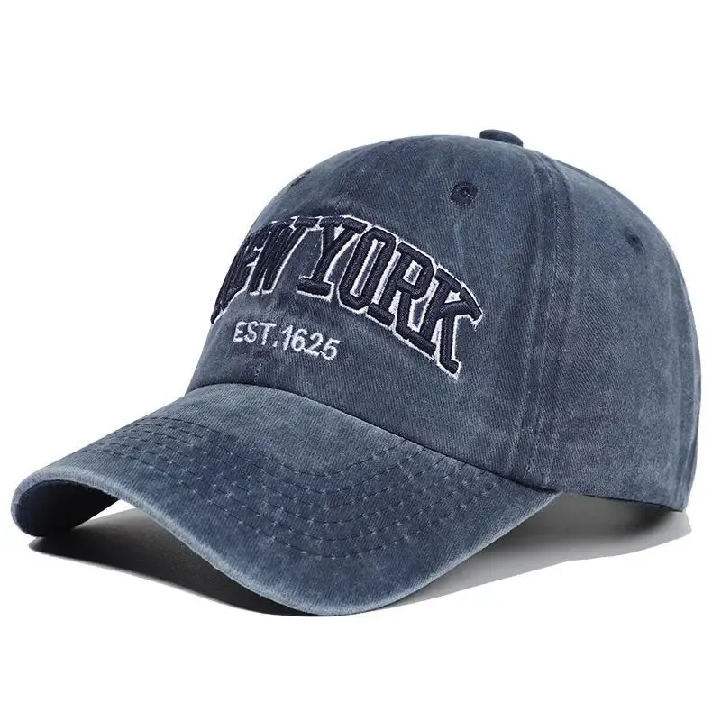 New York Retro Letter Embroidery Baseball Cap - Washed Cotton Snapback Hat for Women and Men, Hip Hop Dad Style