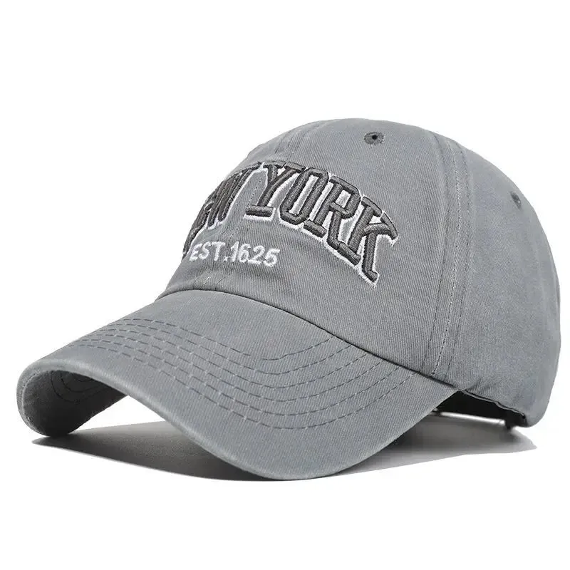 New York Retro Letter Embroidery Baseball Cap - Washed Cotton Snapback Hat for Women and Men, Hip Hop Dad Style