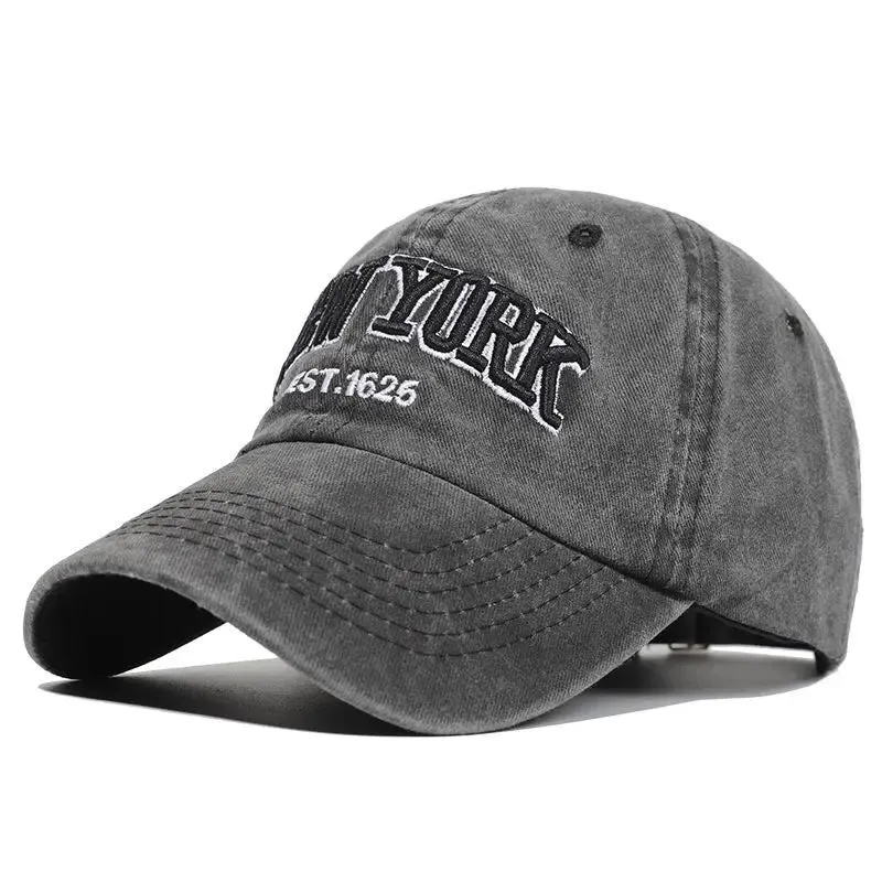 New York Retro Letter Embroidery Baseball Cap - Washed Cotton Snapback Hat for Women and Men, Hip Hop Dad Style