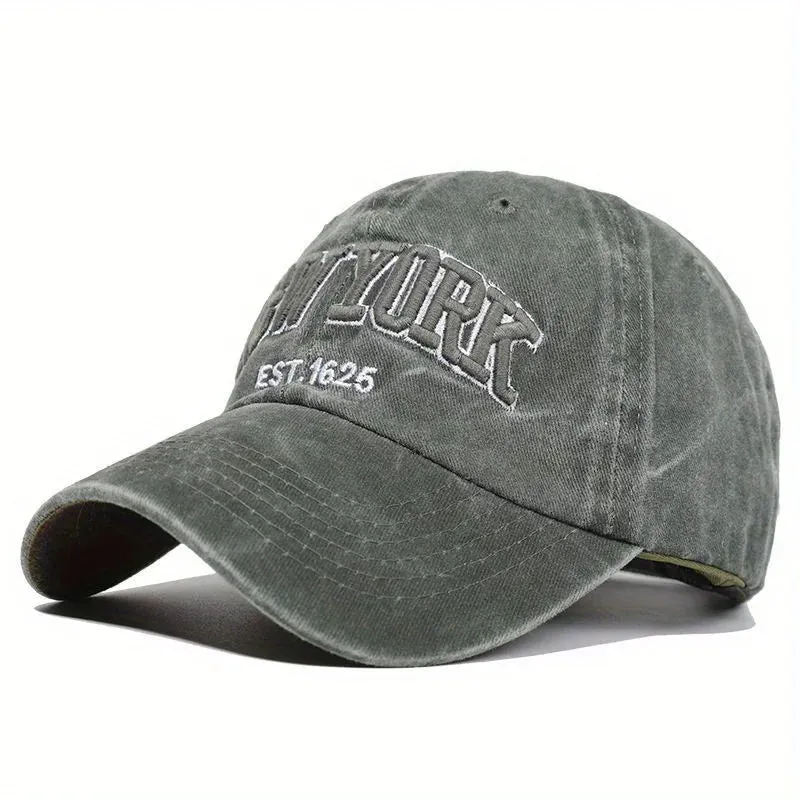 New York Retro Letter Embroidery Baseball Cap - Washed Cotton Snapback Hat for Women and Men, Hip Hop Dad Style