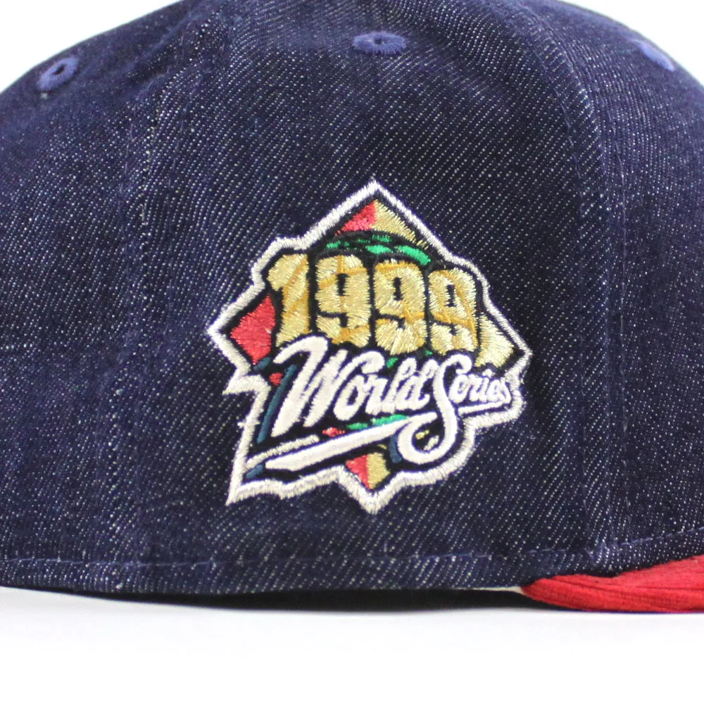 New York Yankees 1999 World Series New Era 59Fifty Fitted Hat (Navy Denim Scarlet Corduroy Green Under Brim)