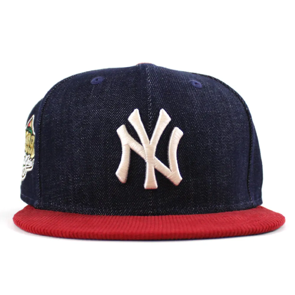 New York Yankees 1999 World Series New Era 59Fifty Fitted Hat (Navy Denim Scarlet Corduroy Green Under Brim)