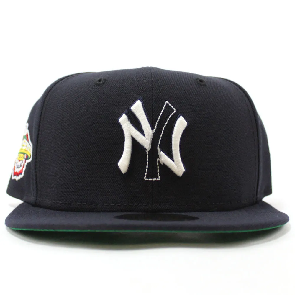 New York Yankees 2001 World Series Patch New Era Fitted 59Fifty Hat (Tear off Logo Navy Green Under Brim)