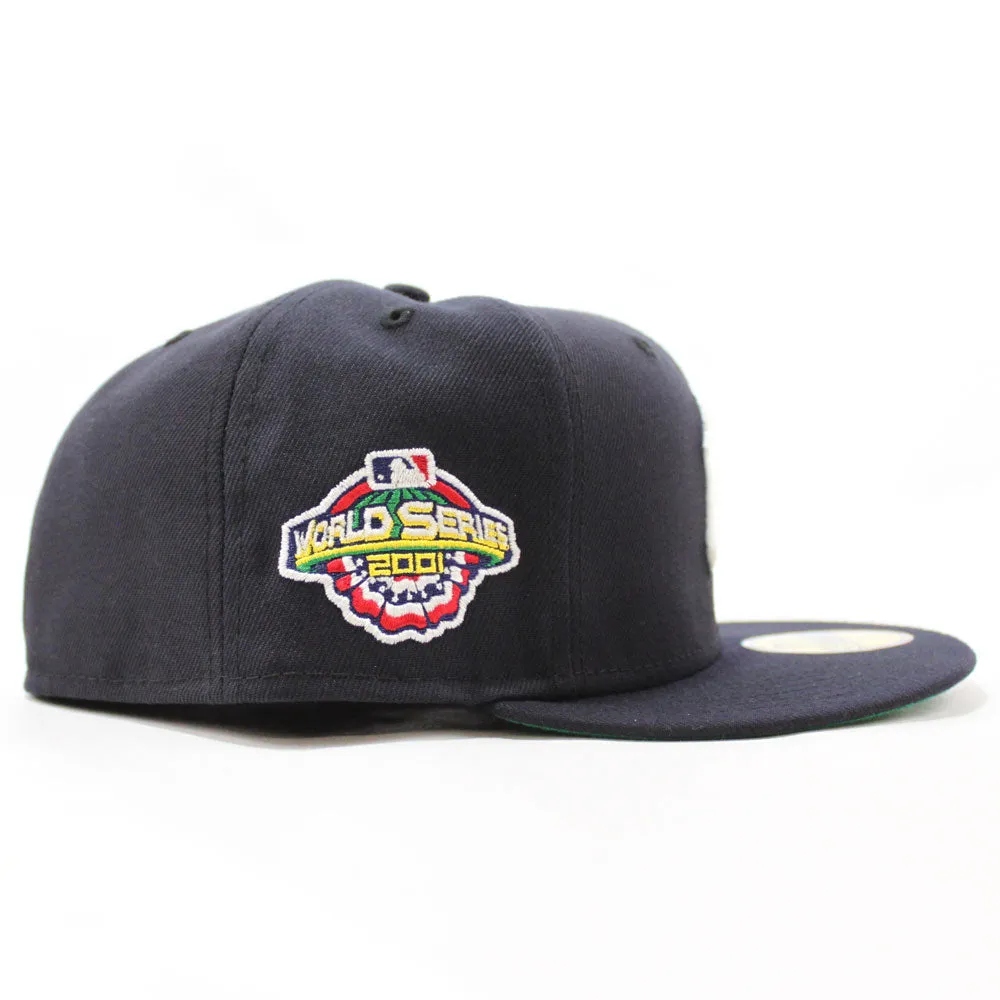 New York Yankees 2001 World Series Patch New Era Fitted 59Fifty Hat (Tear off Logo Navy Green Under Brim)