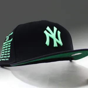 New York Yankees 27x World Series Champions New Era 59Fifty Fitted Hat (Glow in the Dark Navy Green Under Brim)