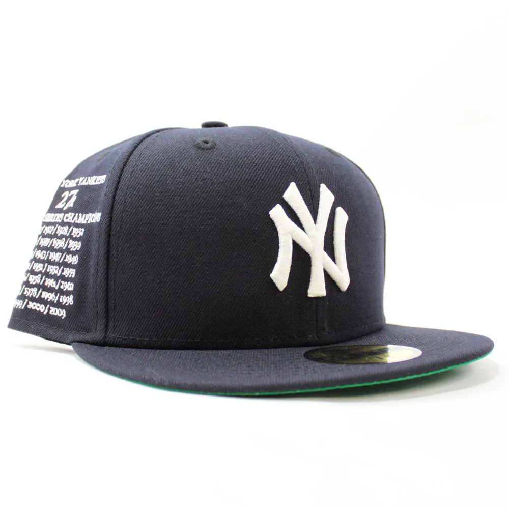 New York Yankees 27x World Series Champions New Era 59Fifty Fitted Hat (Glow in the Dark Navy Green Under Brim)