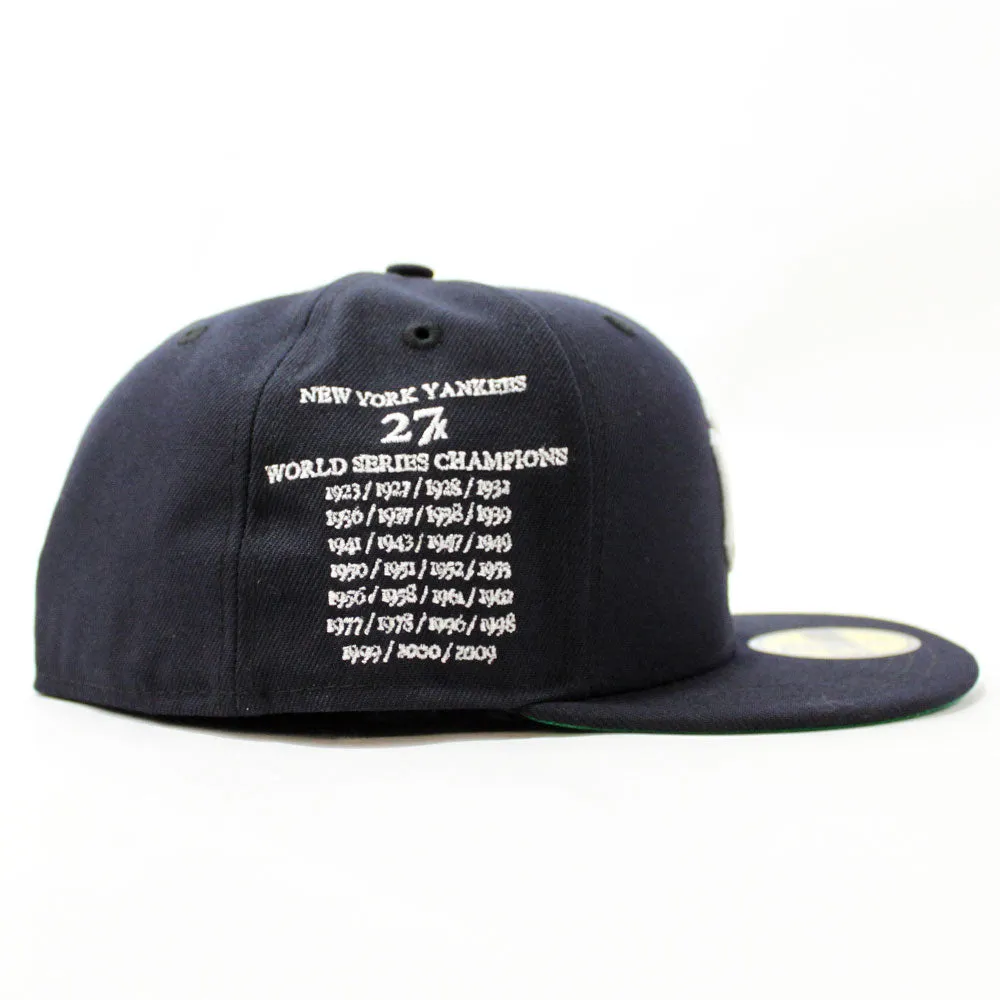 New York Yankees 27x World Series Champions New Era 59Fifty Fitted Hat (Glow in the Dark Navy Green Under Brim)