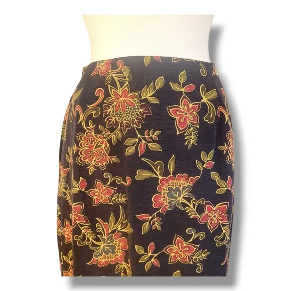 Nomadic Traders Silk/Linen Floral Maxi Skirt. Size M