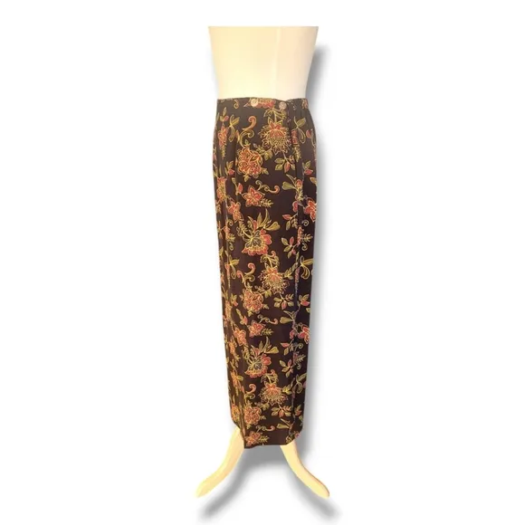 Nomadic Traders Silk/Linen Floral Maxi Skirt. Size M