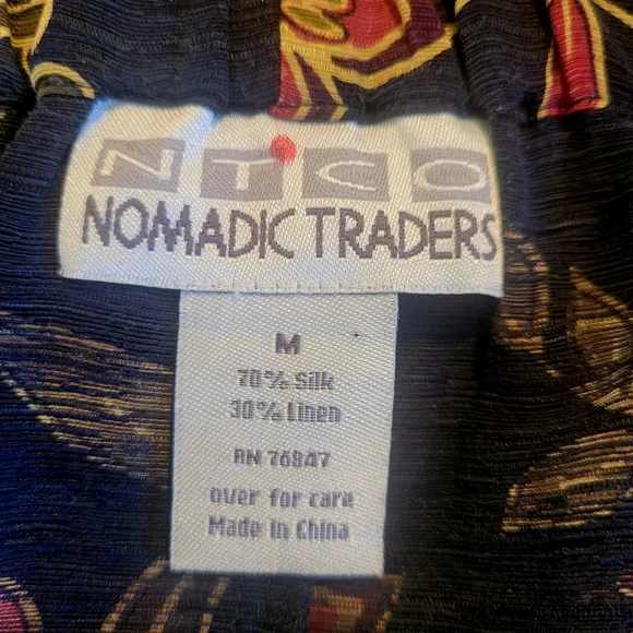 Nomadic Traders Silk/Linen Floral Maxi Skirt. Size M
