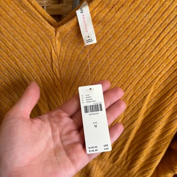NWT Anthropologie Daily Practice Barre Midi Dress Honey Yellow Womens Medium