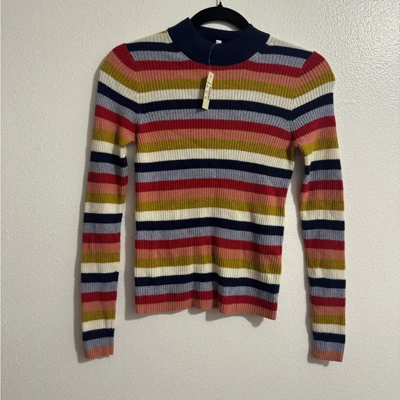 NWT Madewell mock neck pullover long sleeve ribbed sweater Merino Wool &amp; alpaca