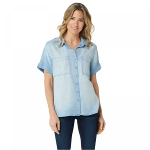 NWT Side Stitch Plus Size Tencera Button Front Short-Sleeve Top. A350095 Plus 3X