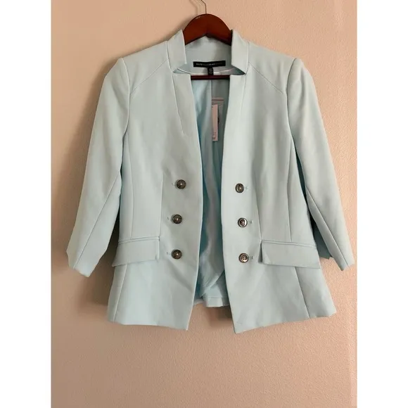 NWT White House Black Market Womens 8P Shoreline Sky Blue Career Blazer Lined