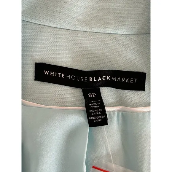 NWT White House Black Market Womens 8P Shoreline Sky Blue Career Blazer Lined